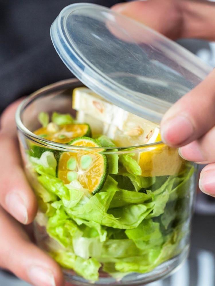 Heat-Resistant Glass Bowl Transparent Fruit Dessert With Lid Cy Box Fruit Salad Bowl Kitchen Food Storage Container