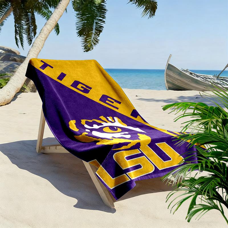 Пляжное полотенце с принтом LSU Tigers, Большое, Мягкое, Быстросохнущее, для Пляжа, Кемпинга, Плавания