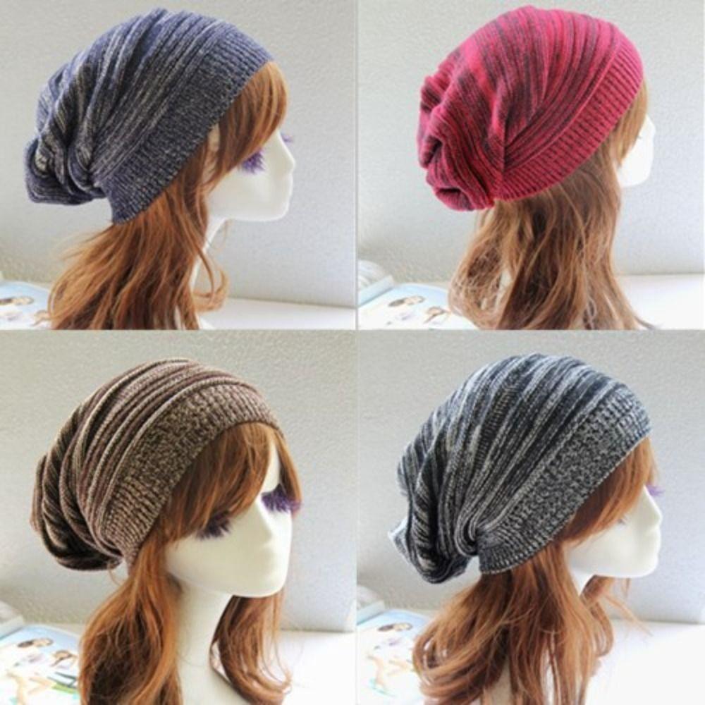 Baggy Winter Knitted Hat Warm Ski Cap Casual Wool Cap Women and Men