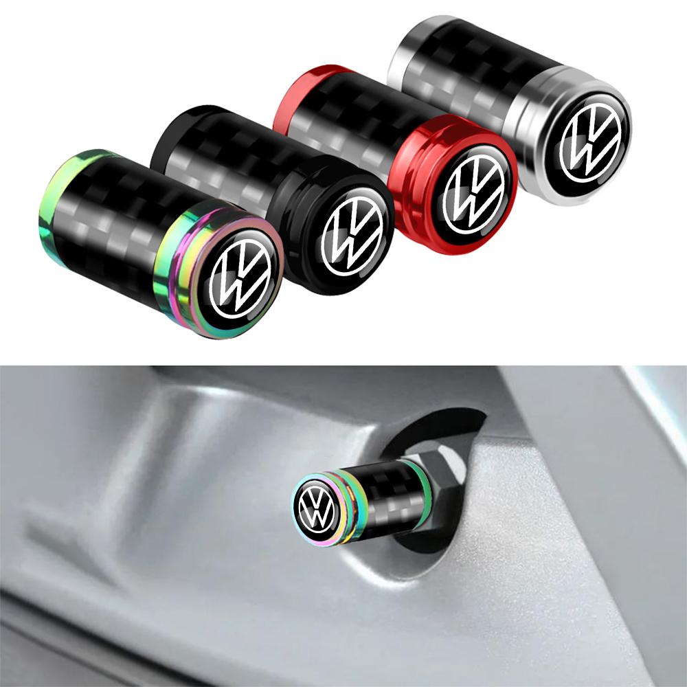 For Volkswagen n14Pcs Metal Carbon Fibe Wheel Tire Valve Dust Caps Auto Decor for Volkswagen VW Golf 4 5 6 7 Bora CC MK7 Beetle Touran Tiguan GTI