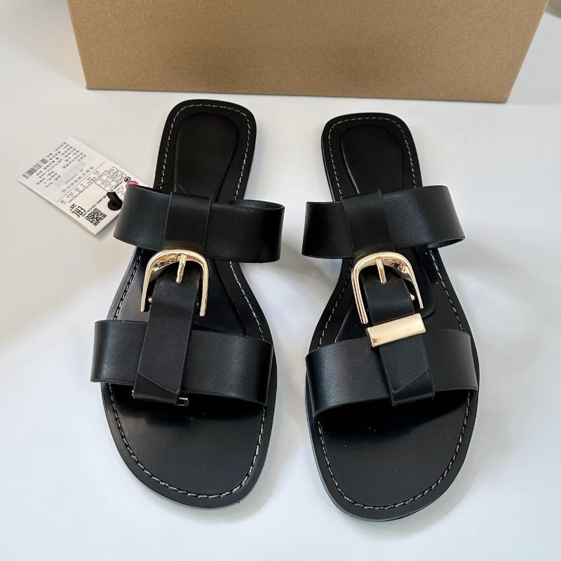 Soleist Женские летние плоские сандалии Модные с металлической пряжкой Ремешок Zapatos De Muje Бренд Открытый носок Повседневные пляжные римские сандалии для женщин