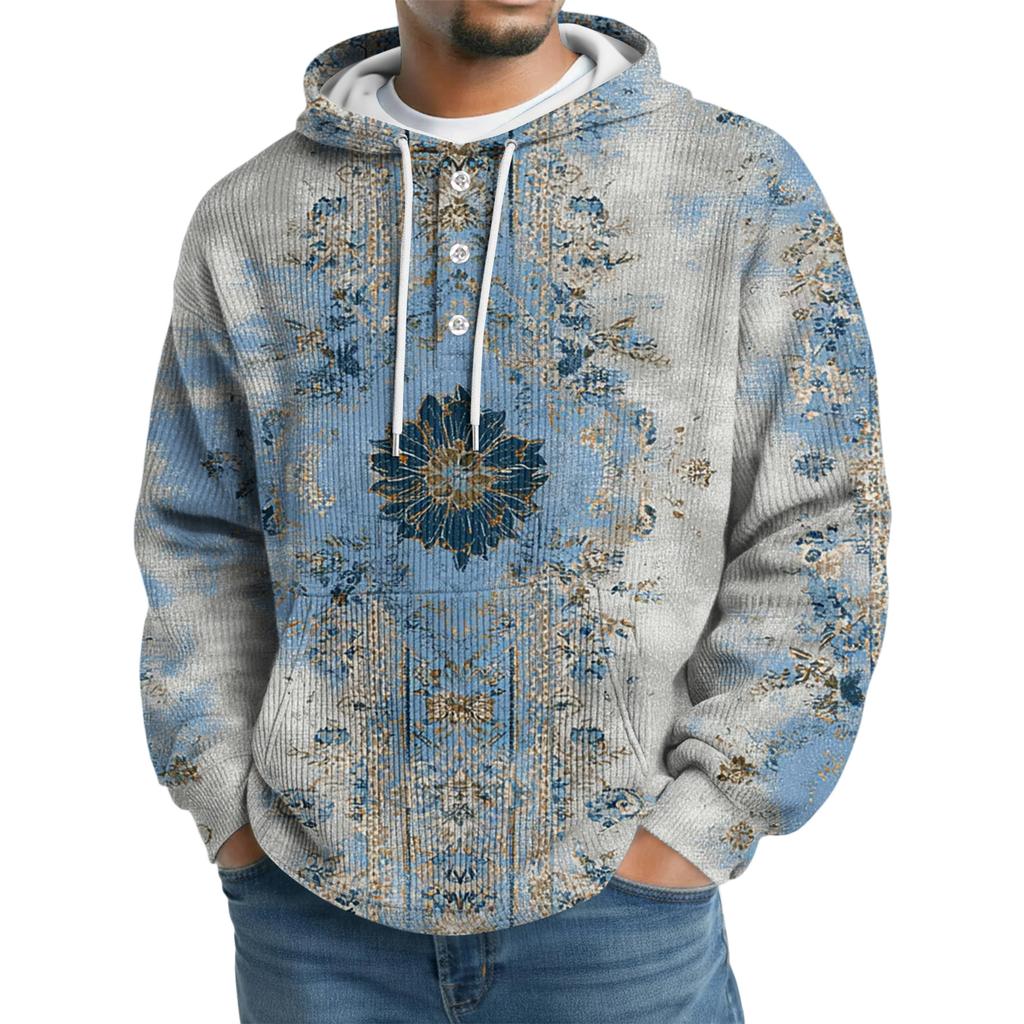 Men's Knit Hooded Sweatshirt Casual Long-Sleeve Sweatshirt