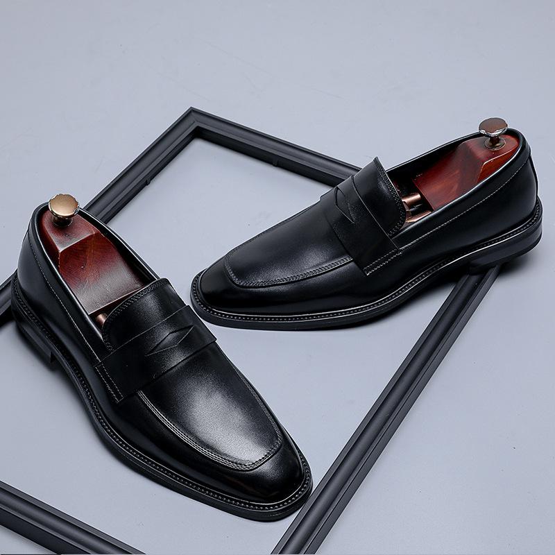 New Shoes Men's European and American One-pedal Business Dress Foot Cover Leather Shoes Loafers Summer Breathable Versatile Shoes 24305-R