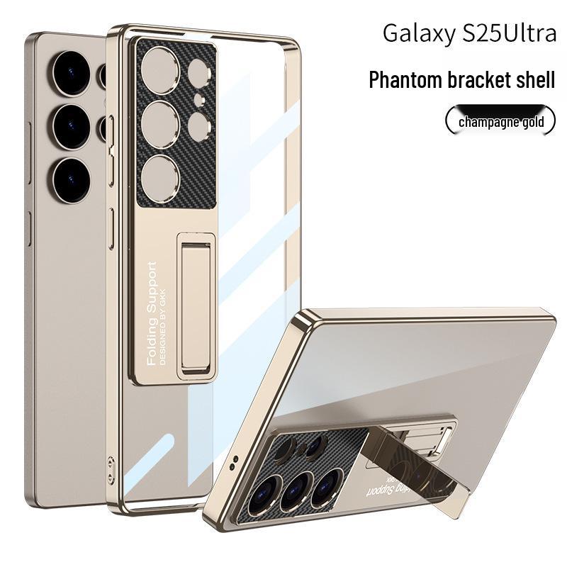 Чехол для Samsung S25 Ultra: Прозрачный, Ультратонкий Позолоченный Фантом с Точными Отверстиями и Подставкой