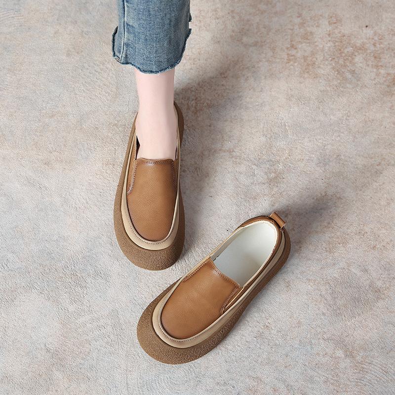 Первый слой коровьей кожи~ натуральная кожа, однопедальные туфли, женская обувь, весна-лето 2025, новые повседневные туфли на платформе, белые туфли