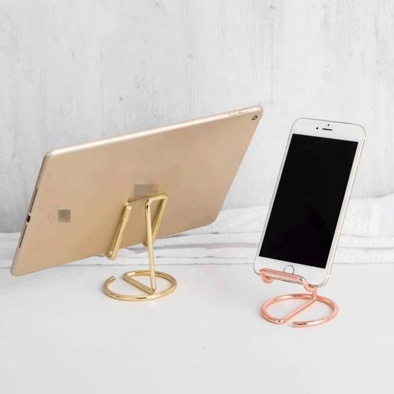 1PC Metal Lazy Wire Mobile Phone Portable Holder Gold For Ipad Mobile Phone Universal Storage Rack Accessories Desk Decoration 6