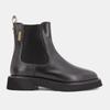 Women's Black Loom Leather Ankle Boots with Gold Band