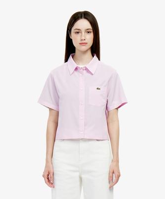 LACOSTE Женская рубашка с коротким рукавом из хлопка и льна JP Cf9479-56G Z4H