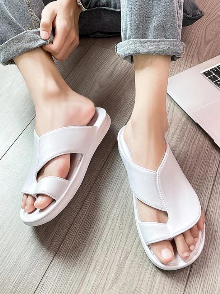 Пляжные мягкие мужские тапочки Мужская обувь ПВХ шлепанцы Платформа Сабо Высокое качество Летняя распродажа Удобные Повседневные Стиль 2025 Веселые