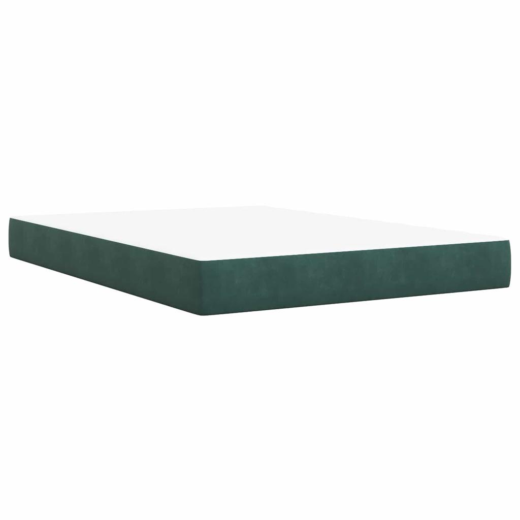 Box Spring Bed with Mattress Dark Green 140 x 190 cm Velvet