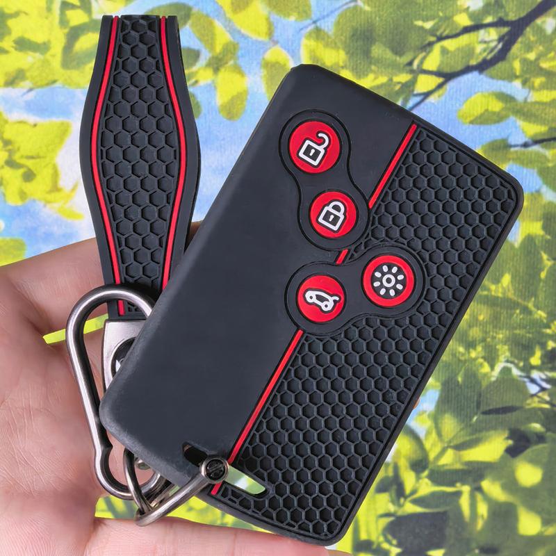 Anti-slip Textured Silicone Key Case With Keychain For Renault Duster Captur Clio Logan Megane 1 2 3 Koleos Scenic Fluence Zoe