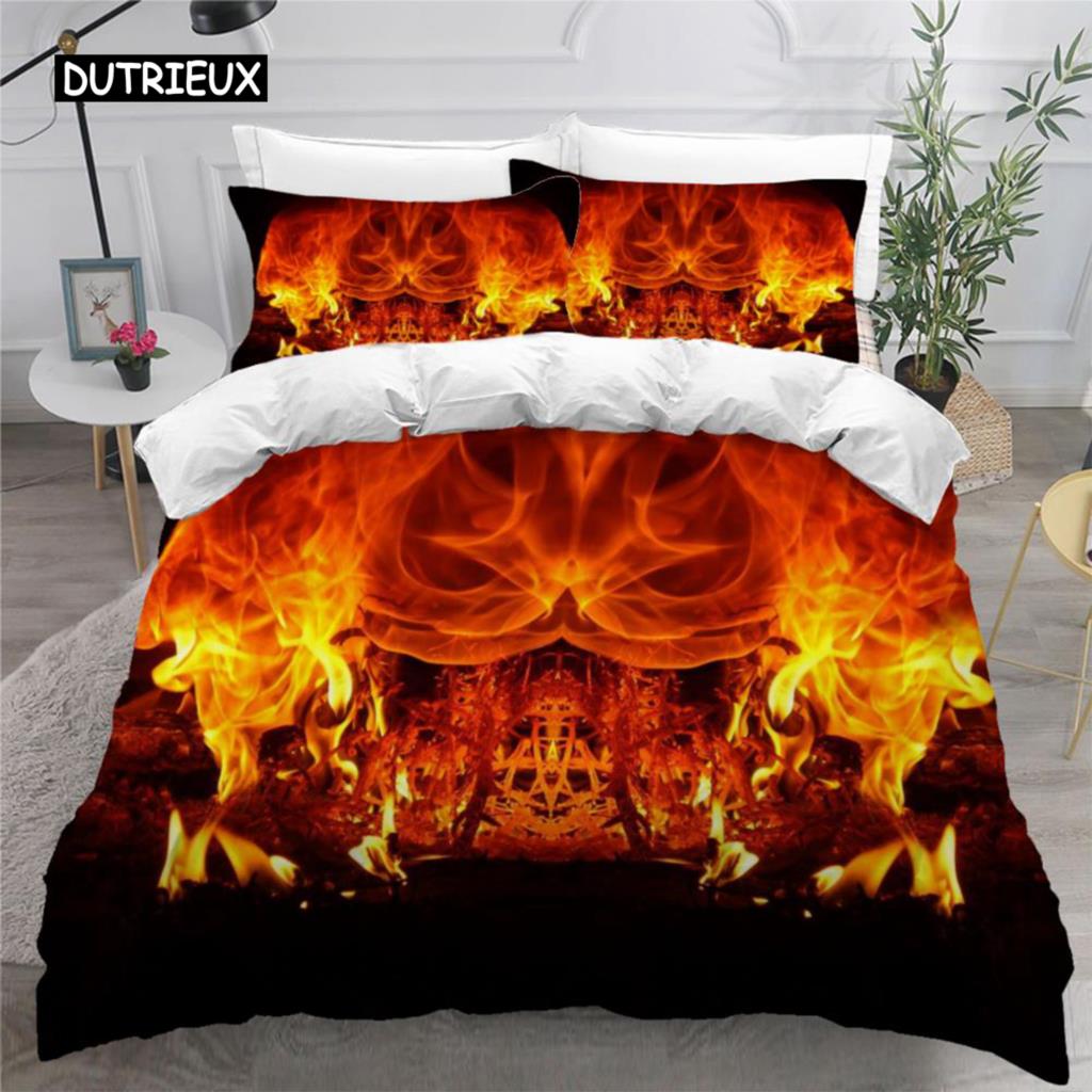 Пододеяльник с цветным пламенем, комплект постельного белья 3D Cool Fire для детей и девочек, мягкий пододеяльник из микрофибры с застежкой-молнией