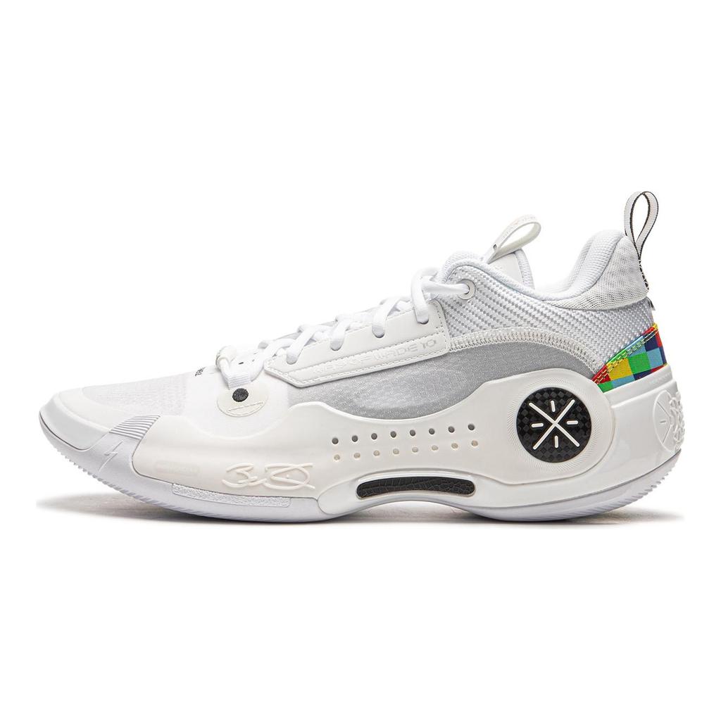 Li Ning WOW 10 Way Of Wade 10 Нескользящие Износостойкие Низкие Баскетбольные Кроссовки Мужские Белый Серый ABAS083-12