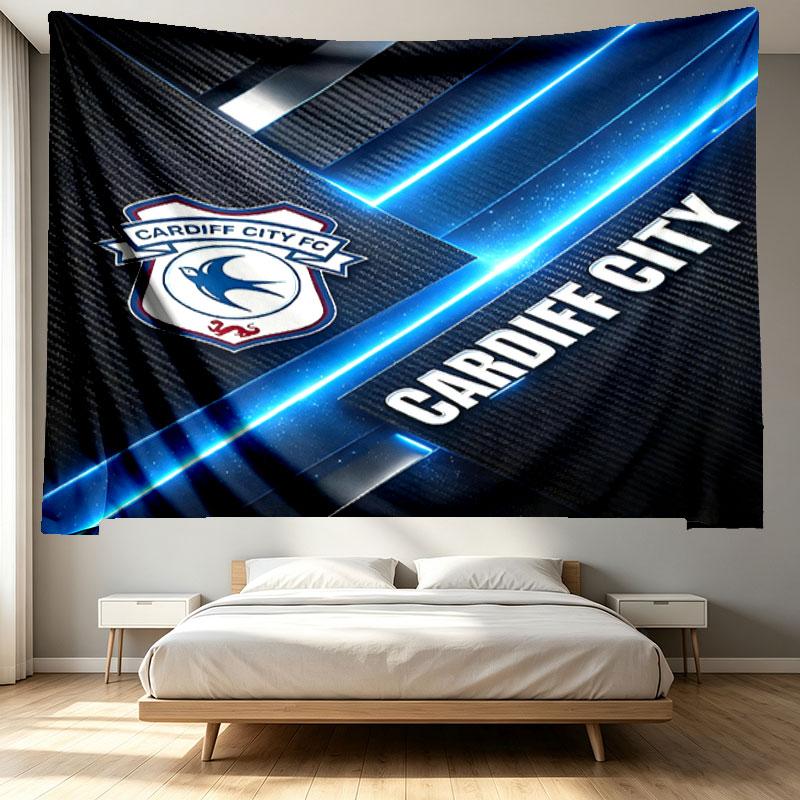 Cardiff City FC Print Tapestry - Portable Wall Decor Cloth, for Home, Dorm, Travel, Bedroom, Living Room - Ideal Birthday Housewarming Gift