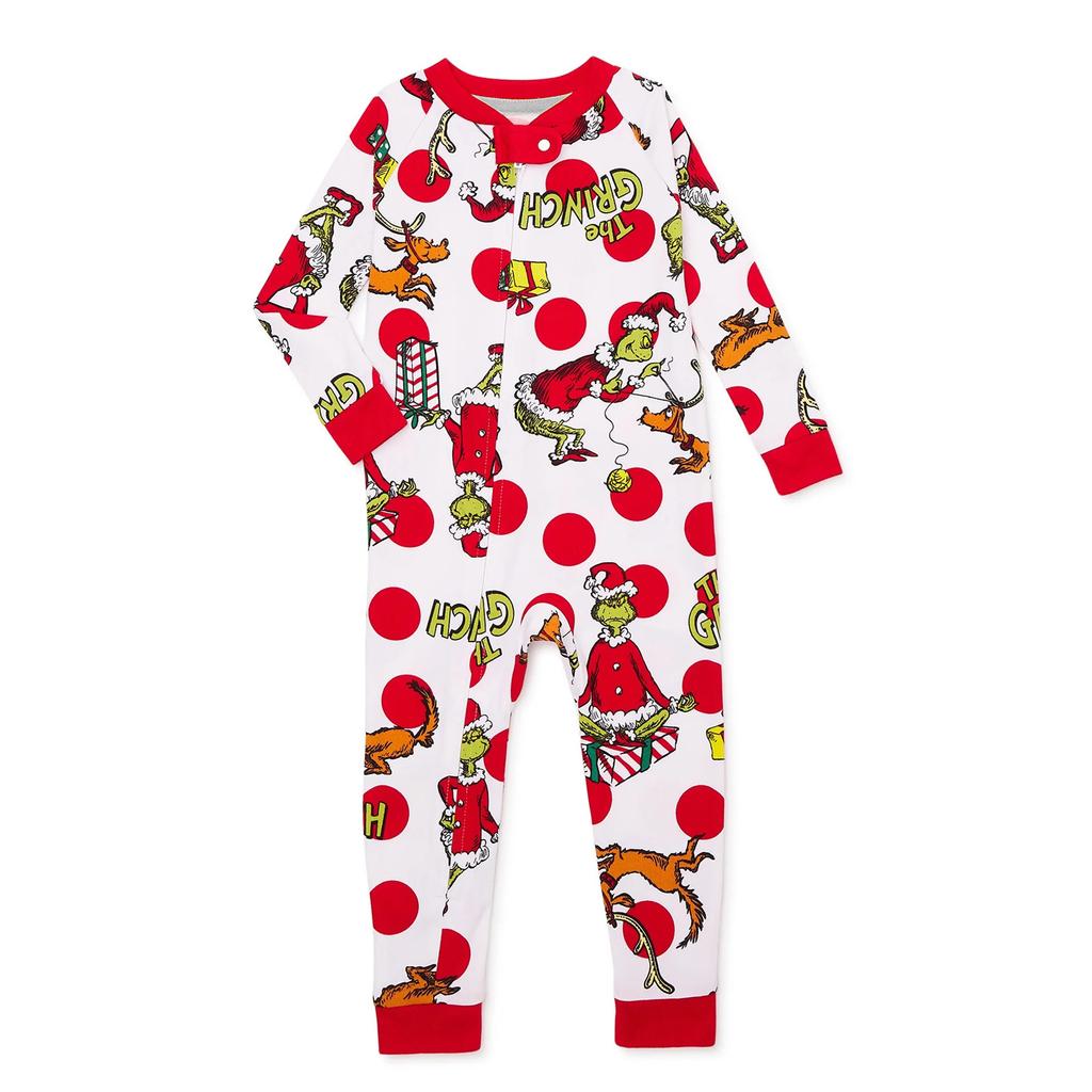 Christmas Print Cute Family Set Pajamas, Home Clothes, Family Set Long Sleeve Top Pants Set