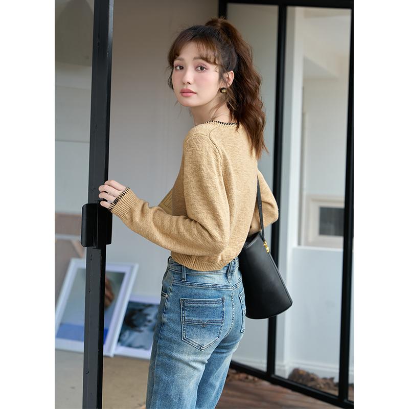 Mishow Женский вязаный кардиган, осень 2023, новый корейский стиль, винтажная универсальная одежда с длинными рукавами, топы MXC41Z0098