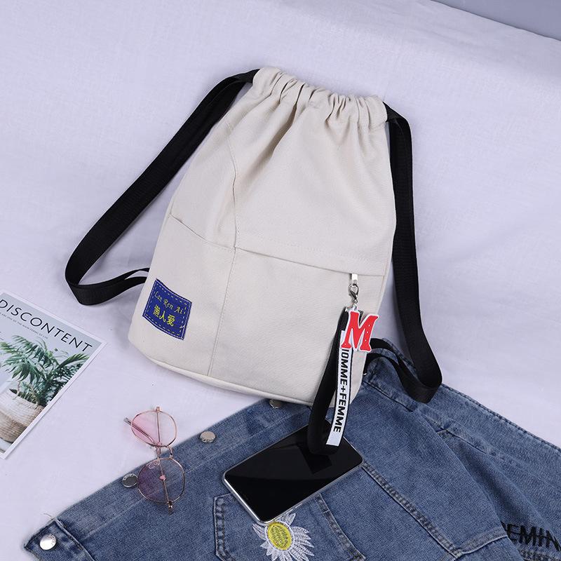 Drawstring Backpack Female Korean Small Backpack Male Student Schoolbag Canvas Bundle Pocket Ins Leisure Travel Bag