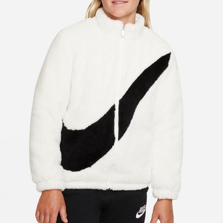 Nike Куртка из кораллового флиса с цветным логотипом и воротником-стойкой, детская куртка белого цвета DV0303-133
