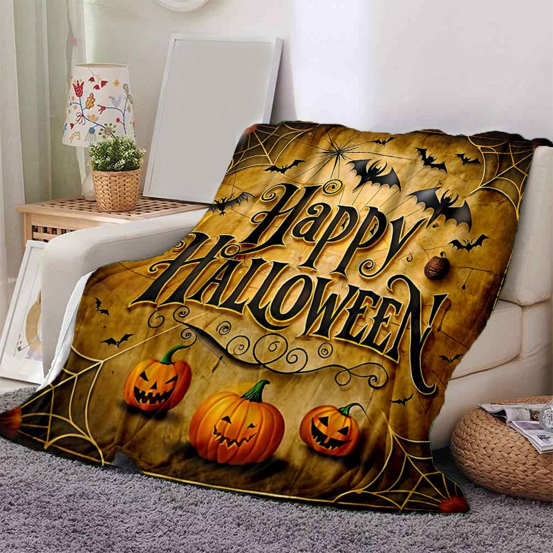 1pc Halloween Happy Day Blanket Cute Home Decor for All Seasons, Living Room, Travel, Camping, Car Blankets