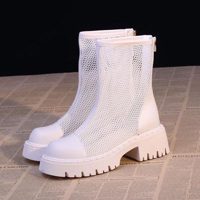 Женские ботильоны Новые дышащие летние прохладные ботинки Дизайнерские ажурные сетчатые ботинки Ботинки на платформе, увеличивающие рост Botas Mujer