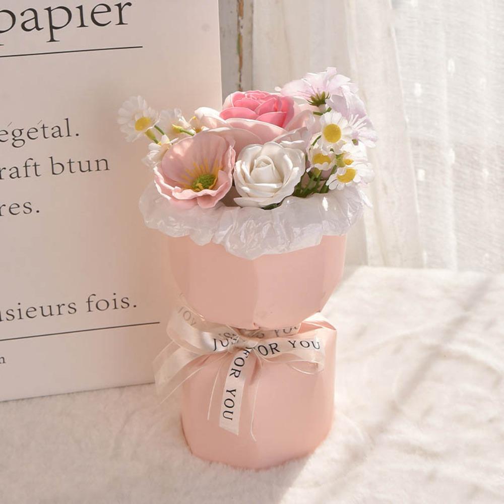 Carnation Rose Bouquet Artificial Hand Holding Soap Flower Decoration Fake Flower  Valentine Day