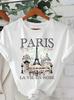 Paris City Line Art Tshirt Minimalist French Skyline Print Short Sleeve Tops Unisex Casual Everyday and Vacation Wear