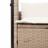 Double Sun Lounger with Canopy and Curtains Beige Poly Rattan