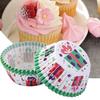 100Pcs Cupcake Liners Food Grade Oil-proof High-Temperature Resistant Non-Fading Exquisite Pattern Decorative Paper Xmas Themed Cupcake Liners