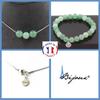 Stones and Minerals. Jewelry Set Bracelet Necklace 3 Aventurine Pearls 8 Mm. Chain In Customizable Size.