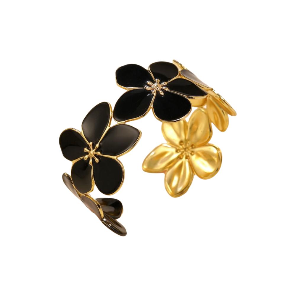 Non-Fading Flower Bangle Opening Design Women Wristband Cuff Bangle Bracelet Valentine's Day Gifts