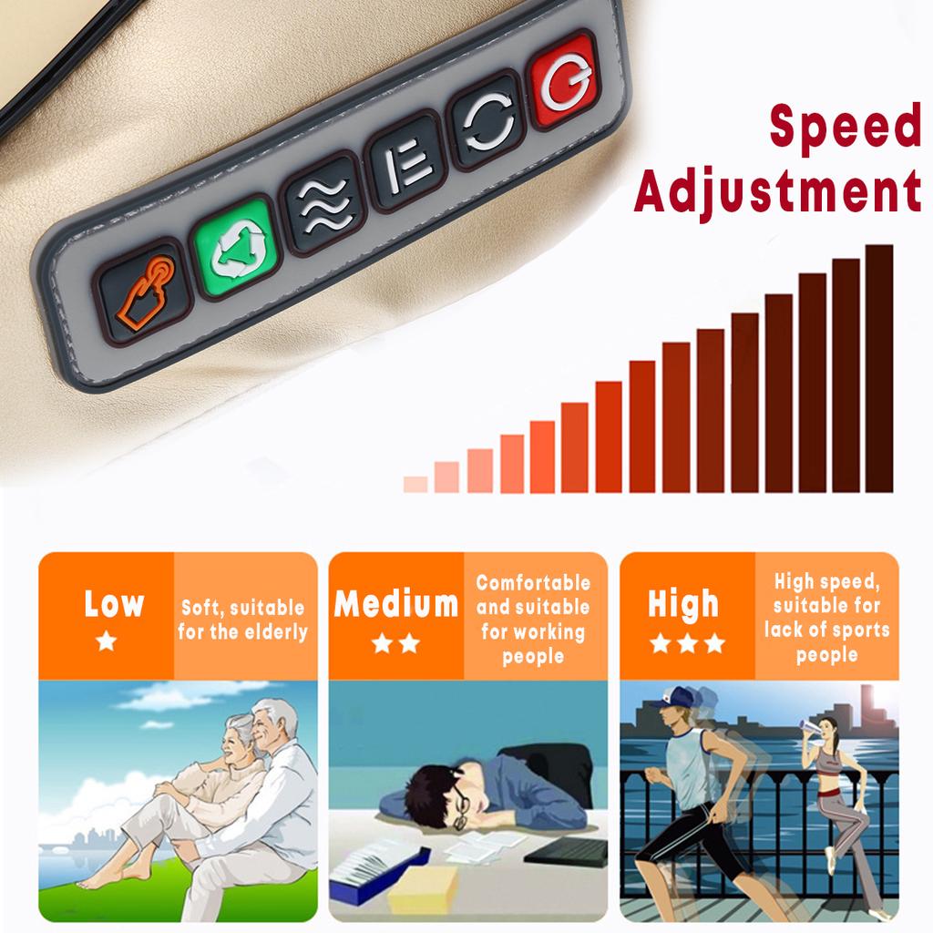 24W Electric Massage Pillow 4/6 Buttons Infrared Heating Neck Shoulder Back Body Massager Device