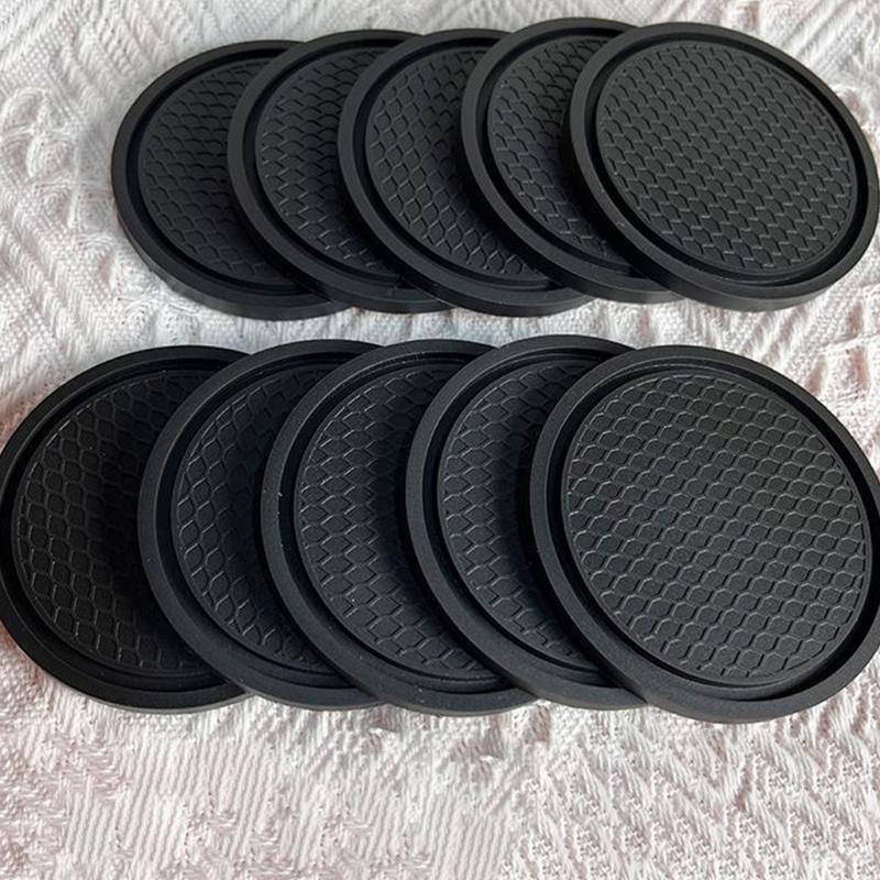 Set of 2 Thickened PVC Automotive Drink Mats Cup Holders Coasters Pads For Secure Placement Of Beverages In Moving Car