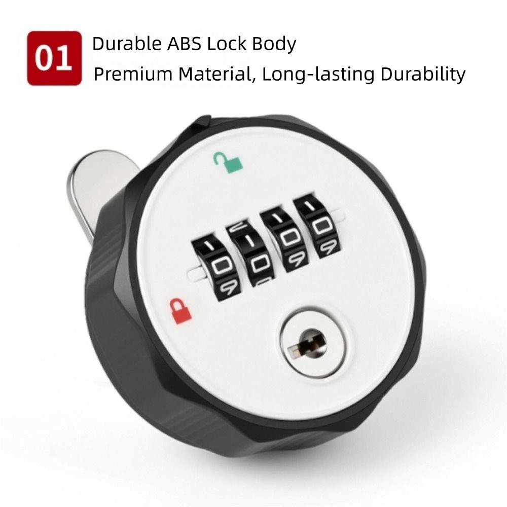 4-Digit Combination Cabinet Password Lock Round Padlock Weatherproof Combination Cabinet Lock Household Hardware Reset Function