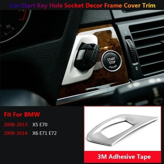 Stainless Steel For BMW X5 X6 E70 E71 E72 Car Center Console Key Hole Cover Trim