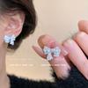 Серьги-гвоздики с бантом, полностью усыпанные бриллиантами. Популярные в Новом году, с темпераментом, легкая роскошь, нишевые, высококачественные серьги, уникальные серьги для женщин.