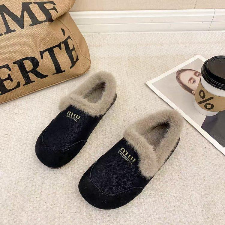 Туфли Doudou из бархата с одной педалью в стиле ретро, женские, новые, нескользящие, с мягкой подошвой, повседневные, теплые, хлопковые туфли 2024 года