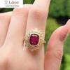Exquisite Lady Engagement Party Ring Bright Red Crystal Zirconia Stone Jewelry for Anniversary Ceremony Delicate Gift
