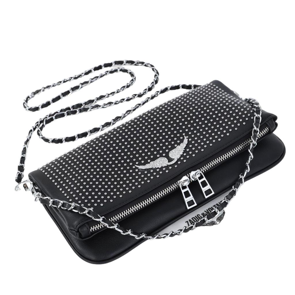 Новая женская сумка-клатч через плечо с крыльями и стразами 2025