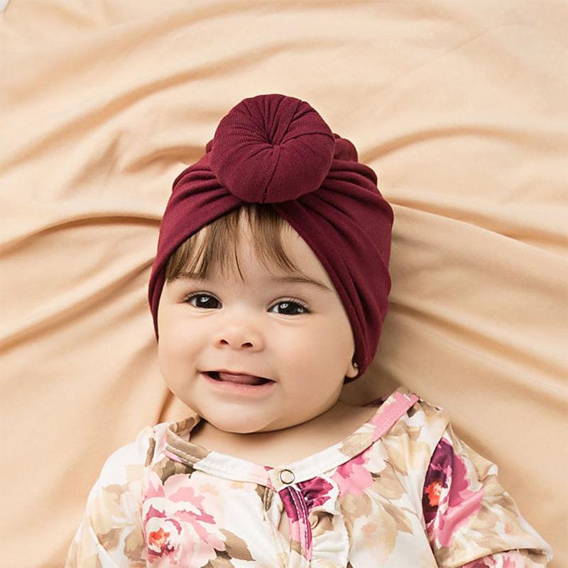 Infant Turban Baby Hat Solid Cotton Headwraps for Newborn Baby Girl Boy Cap Kids Donut Knot Beanies Bonnet Hair Accessories