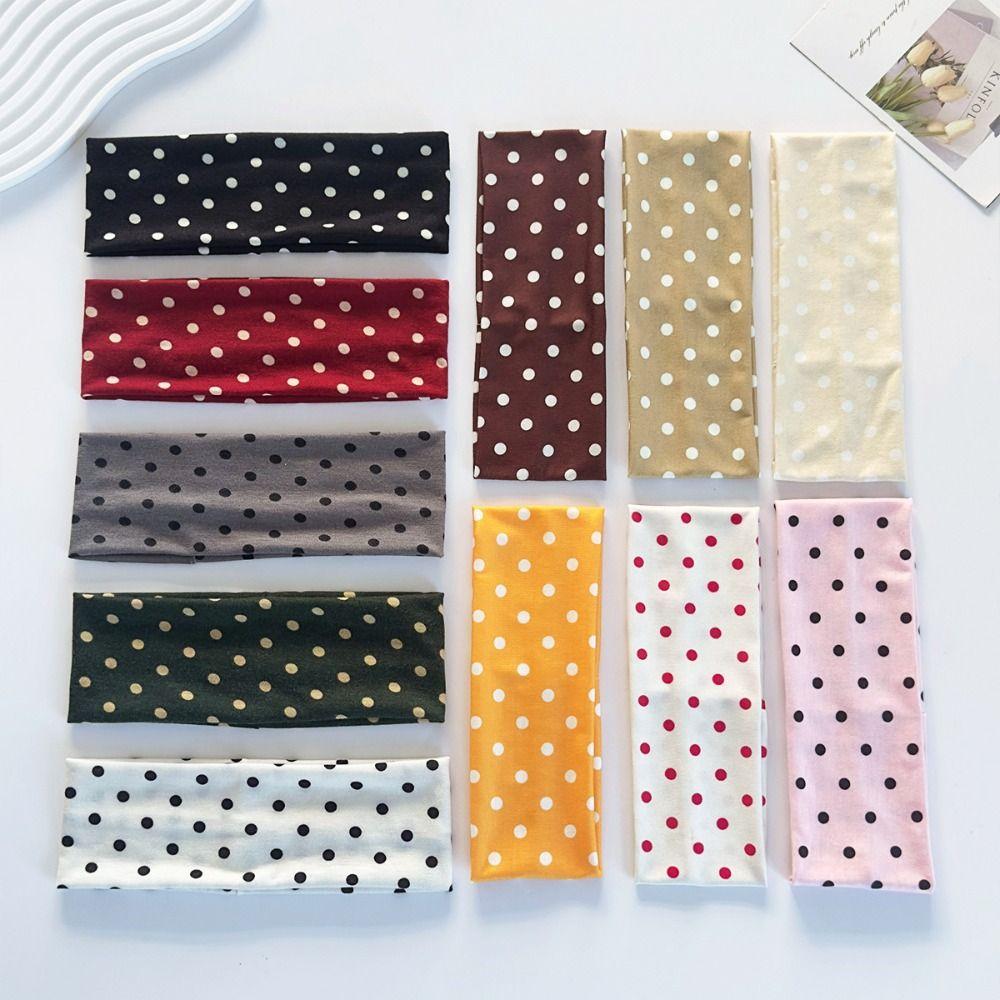 Elastic Polka Dot Headband Stretch Wide Headband Hair Hoop Yoga Elastic Hair Band Photo Props