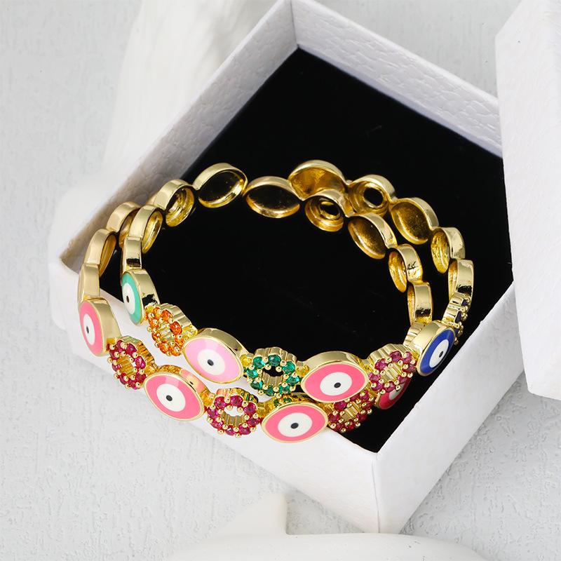 Micro-Zircon Oil Drop Devil's Eye Bracelet Women's Open Open Adjustable Hand Jewelry