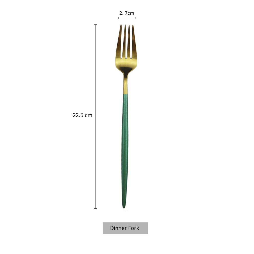 1pcs Green Metal Dinnerware Reusable Gold Flatware 304 Stainless Steel Cutlery Knife Fork Spoon Dessert Tea Kitchen Tableware