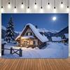 Snow Winter Christmas Village Background Pine Tree Houses Backdrop New Year Home Decoration Photography Photo Studio Props5