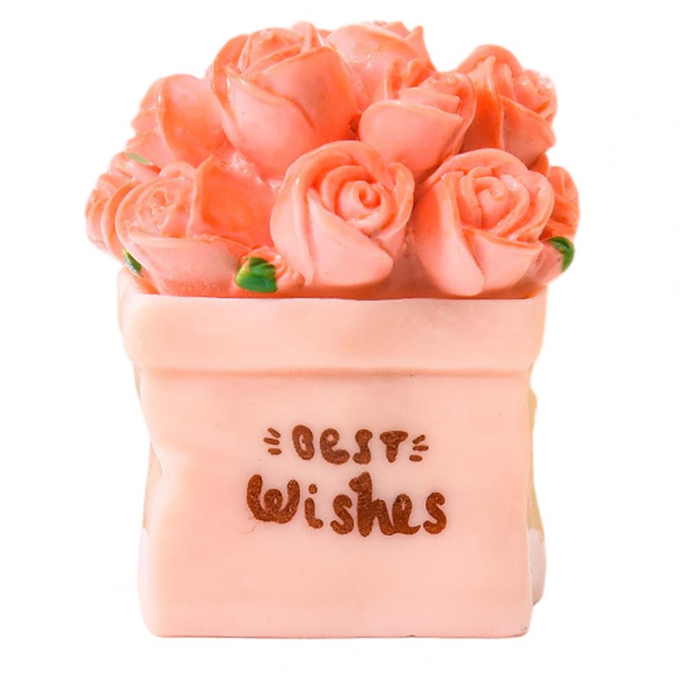 Small Tabletop Decor Miniature Potted Flower Resin Bonsai Artificial Dollhouse Accessory Tiny Fairy Garden Ornament for Diy