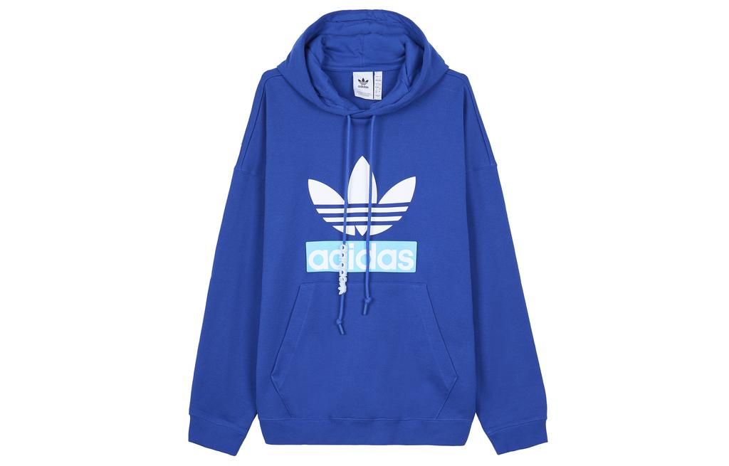 adidas Оригиналы Свитшоты BIG TREFOIL Мужские Колледж-синий С капюшоном Умеренно Обычный H09353