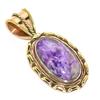 Natural Russian Charoite Two Tone 925 Solid Sterling Silver Pendant 1.50'' Z9U95