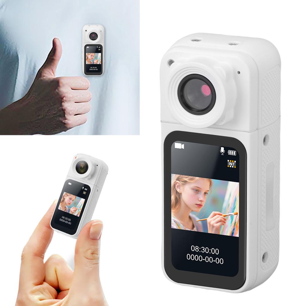 1080P Thumb Action Camera Magnetic Recording POV Wearable Portable Camcorder for Cycling Travel Pet Vlog 180 Degree Rotatable