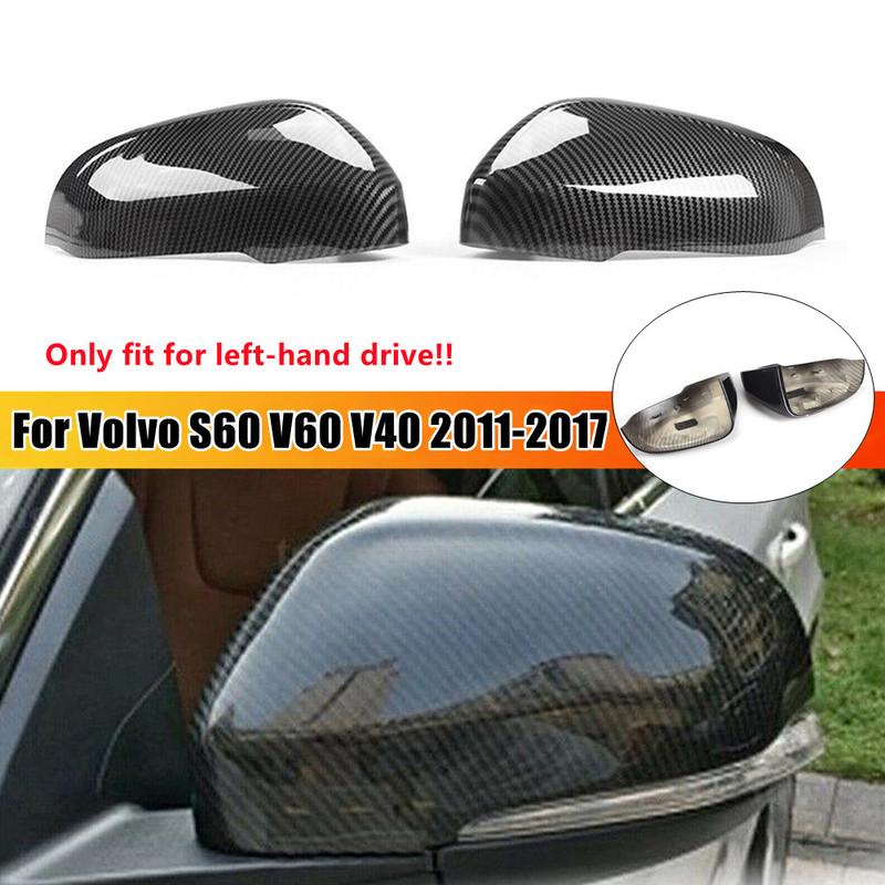 31402636 31402628 LHD For Volvo S60 2011-2018 Car Replacement Rearview Side Mirror Cover Wing Cap Door Trim ABS Carbon Fiber