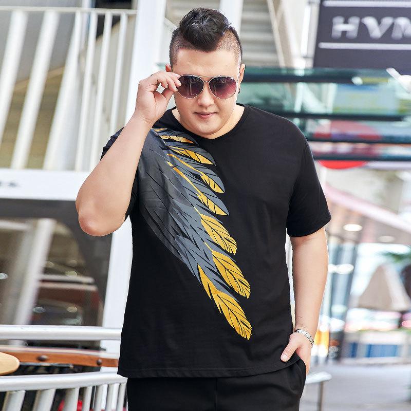 200 фунтов мужская футболка больших размеров с короткими рукавами и принтом Fat Guy с воротником из семян дыни, тонкая футболка, молодежная летняя рубашка