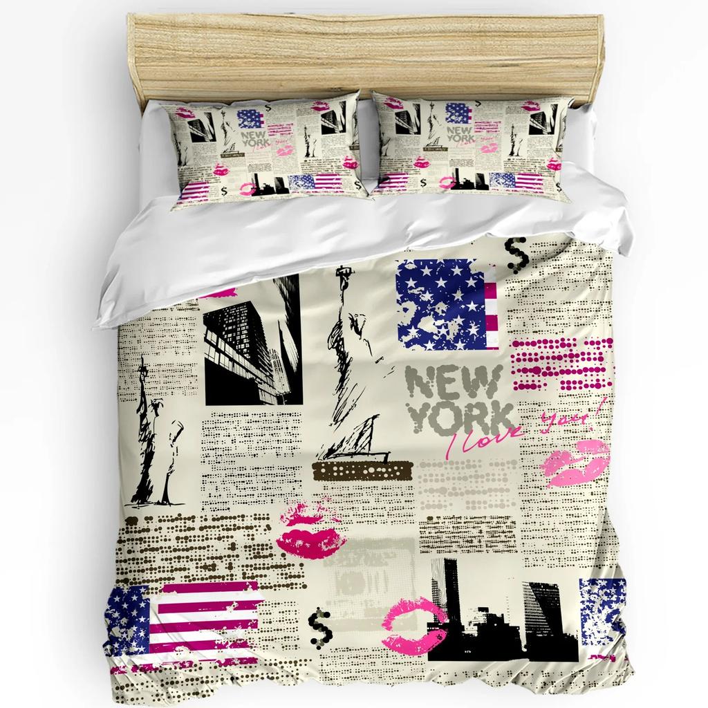 Пододеяльник New York Sketch City Комплект постельного белья для двуспальной кровати Домашний текстиль Покрывало Наволочки Комплект постельного белья для спальни (Нет листа)